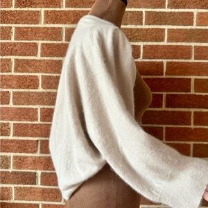 Nougat London Knit Lightweight Shrug Sweater Ivory/Pink Open Long Sleeve, Size 4